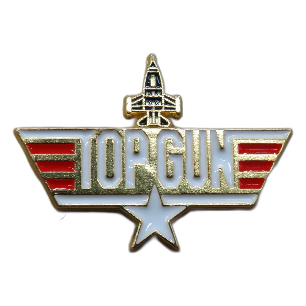 [0539] Top Gun : Insignia Logo Alas Top Gun Dorado con Avion Pin